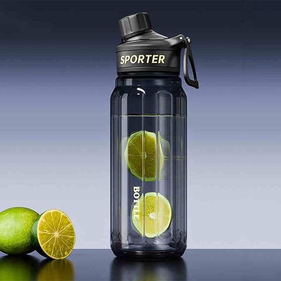 Sporter Sports Water Bottle 700ml – Clear BPA-Free Fruit Design with Secure Black Lid