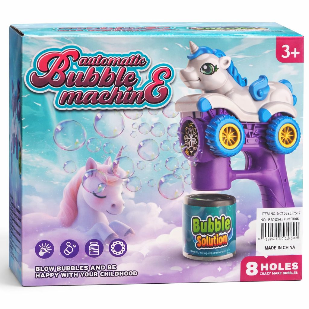 Automatic Bubble Machine – Unicorn Bubble Blower Toy (8 Holes)