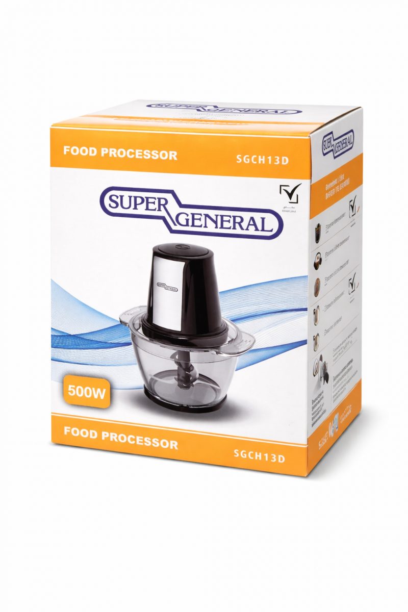 Super General 500W Mini Food Processor SGCH13D – Compact Glass Bowl Kitchen Chopper