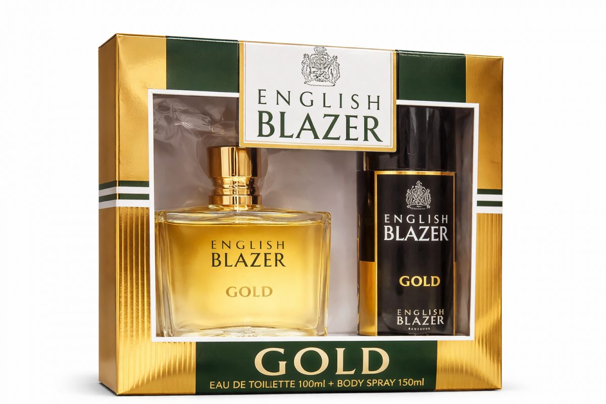 English Blazer Gold Gift Set for Men – Eau de Toilette 100ml + Body Spray 150ml