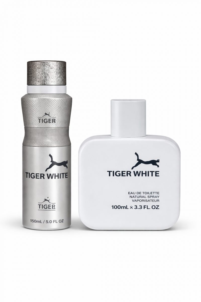 Tiger White Gift Set for Men – Eau de Toilette 100ml + Body Spray 150ml (Combo Offer Pack)