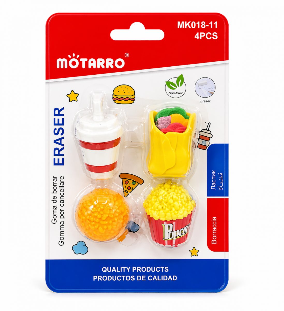 Cute Food Eraser Set (4PCS) – Non-Toxic Kids School Supplies
