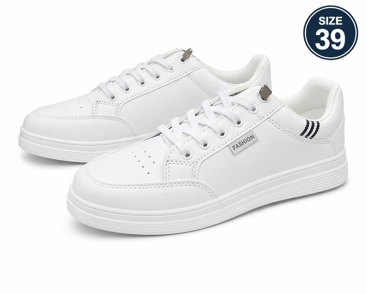 Boys White Casual Sneakers – Stylish & Comfortable (Size 39)