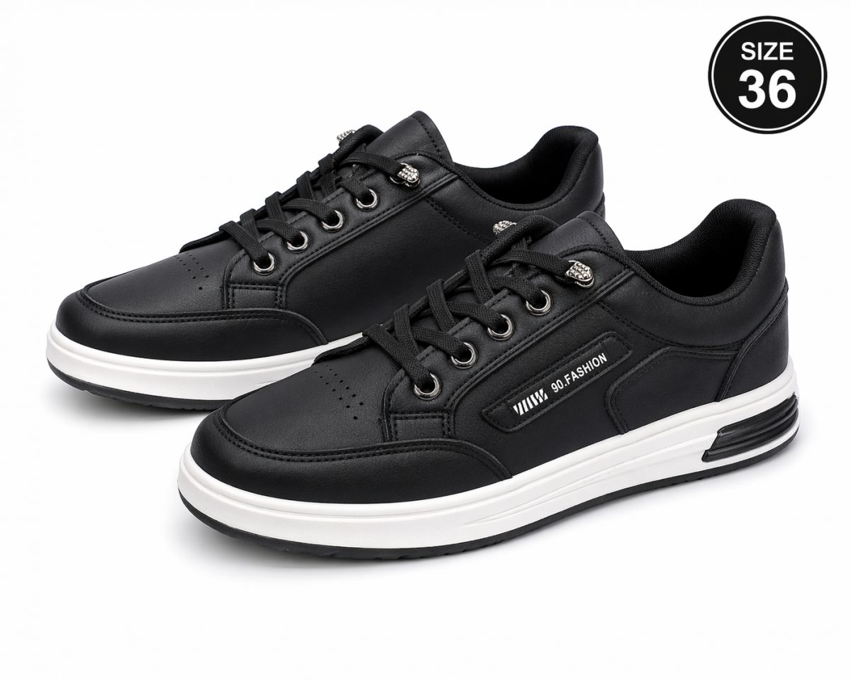 Boys Black Casual Sneakers – Stylish & Comfortable (Size 36)