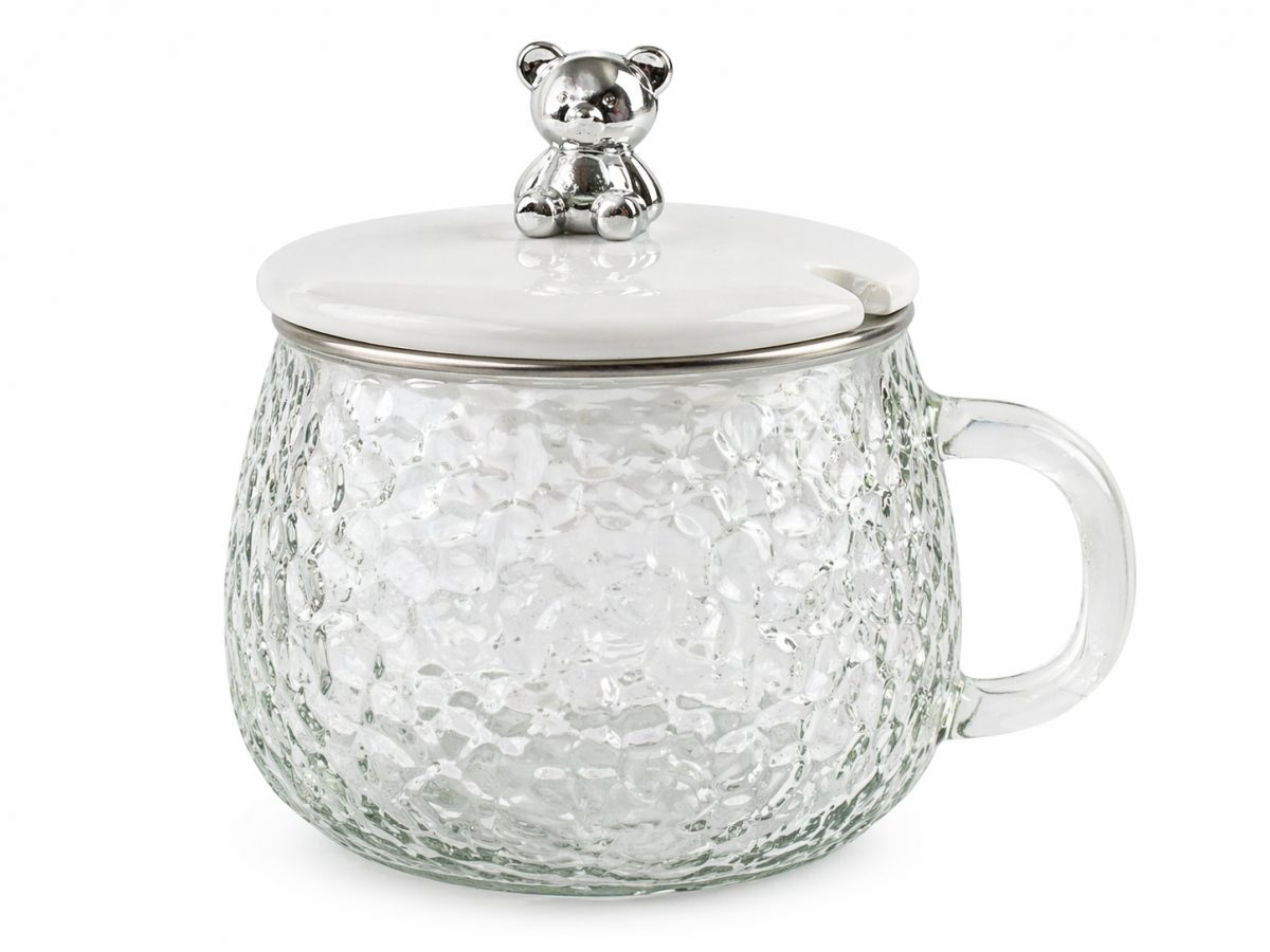 Glass Mug with Lid & Spoon Slot – Tea & Coffee Cup