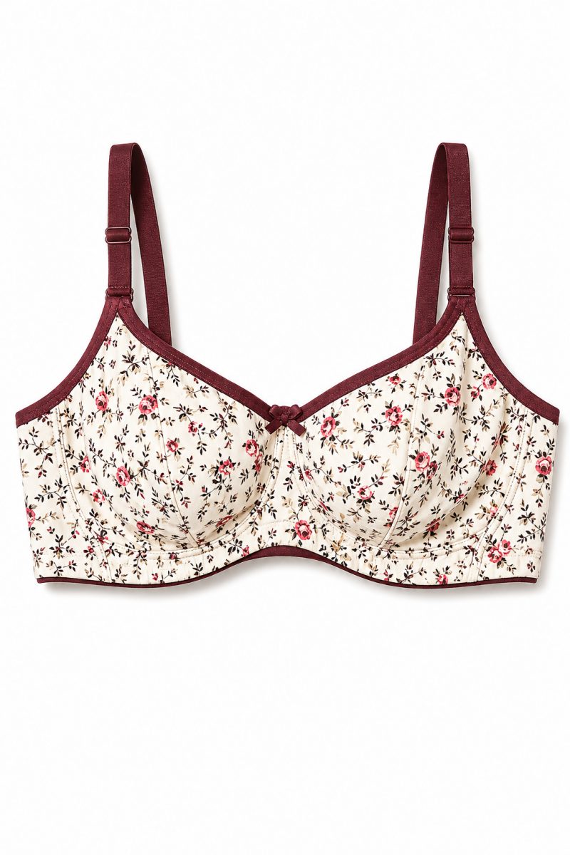Women’s Floral Printed Wireless Bra – Full Coverage, Comfortable Fit (36B)