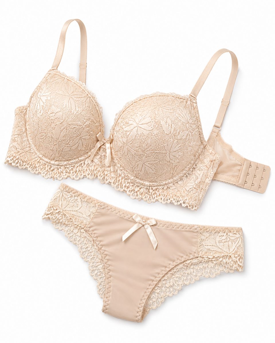 Elegant Nude Lace Bra & Panty Set