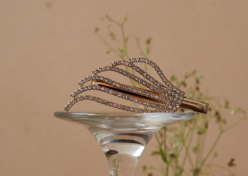 Elegant Rhinestone Hair Barrette Clips Set – 3 PCS Curved Design (Pink, Gold & Grey)