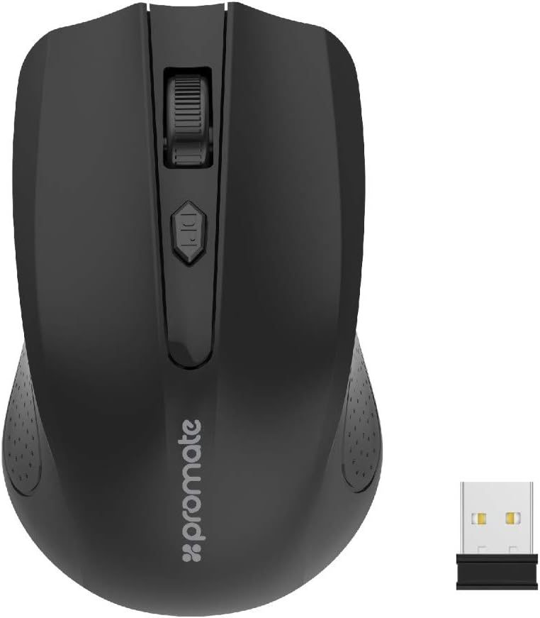 Promate Clix-8 Wireless Optical Mouse – 2.4GHz USB Nano Receiver, 10m Range, 3 DPI Levels