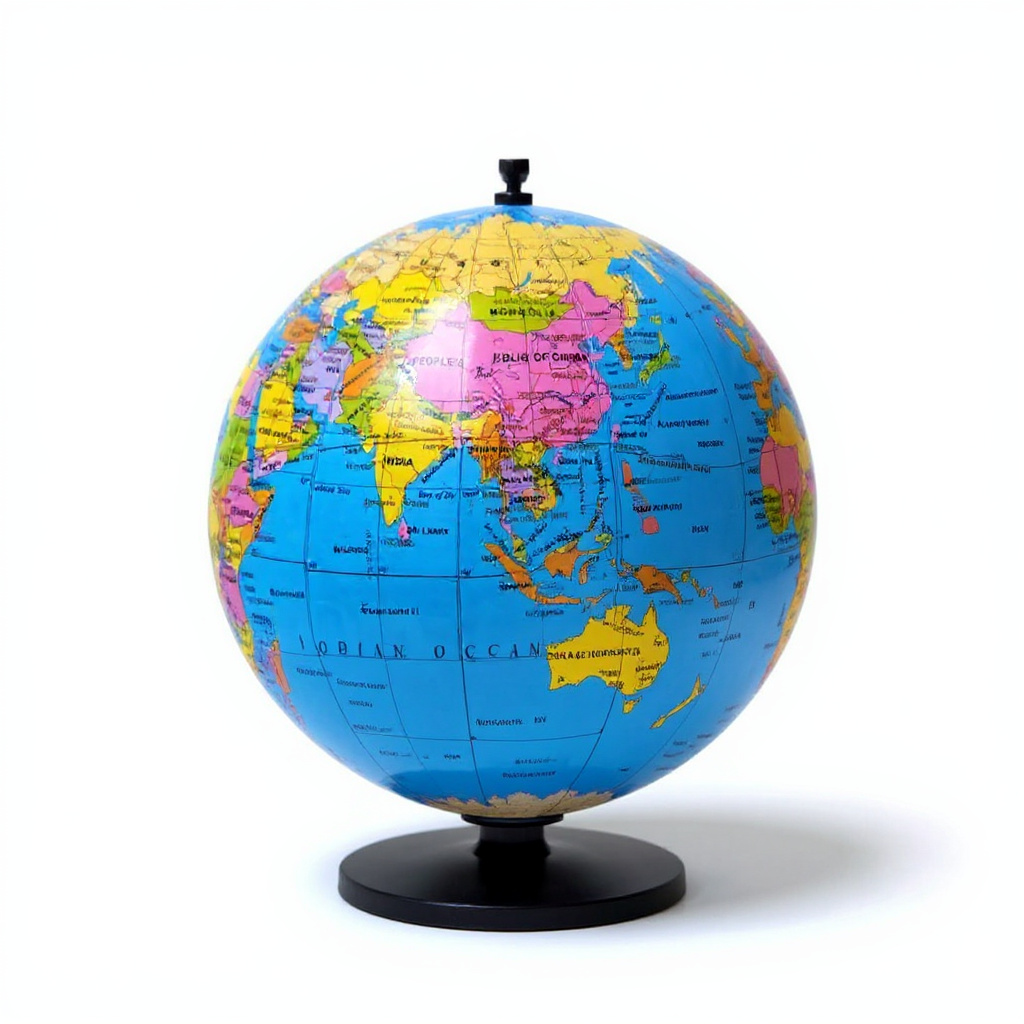 Educational World Globe Map | Blue & Yellow Political Geography Ball